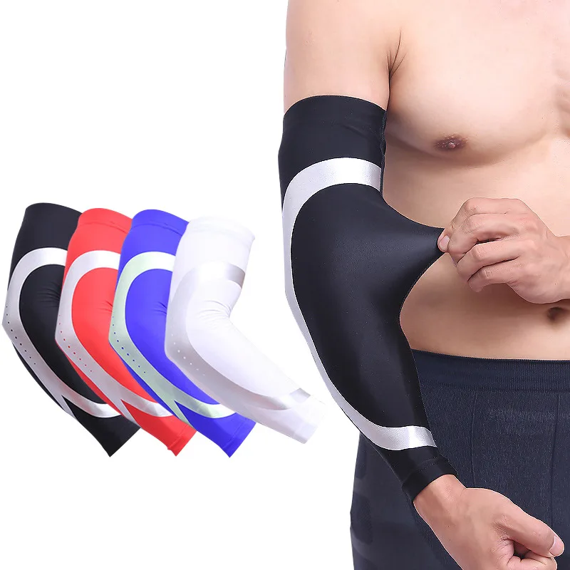 Solid Color  UV Protection Cycling Arm Sleeves for Men and Youth Fitness Elastic Sport Protector Arm Guard