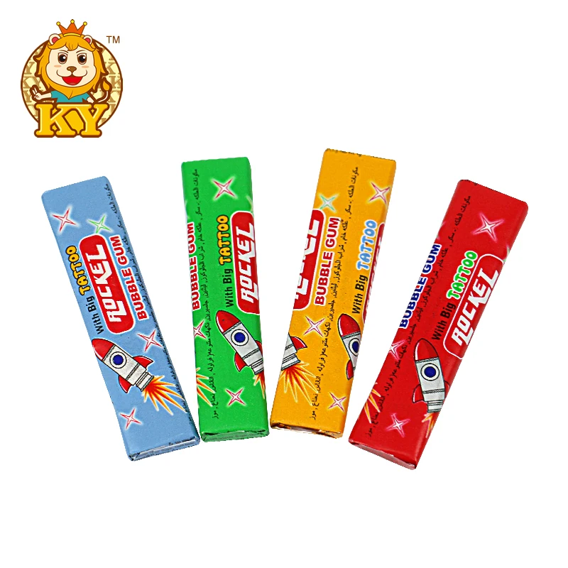 Manufacturer wholesale sweet fruit flavor chewing bubble gum candy with tattoo