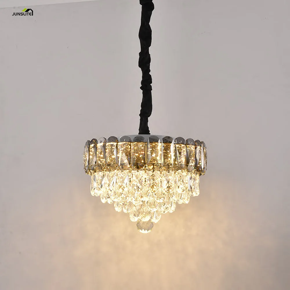 Luxury  smoky and clear cristal  hanging  chandelier light