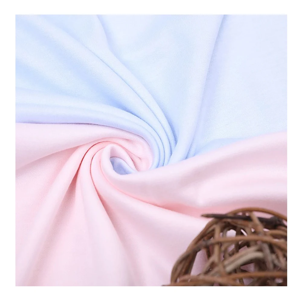 
Low Moq Price Wholesale 40S Double Faced Knit Fabric Custom Solid Color Bamboo Organic Cotton Spandex Jersey Fabric For Shirt 