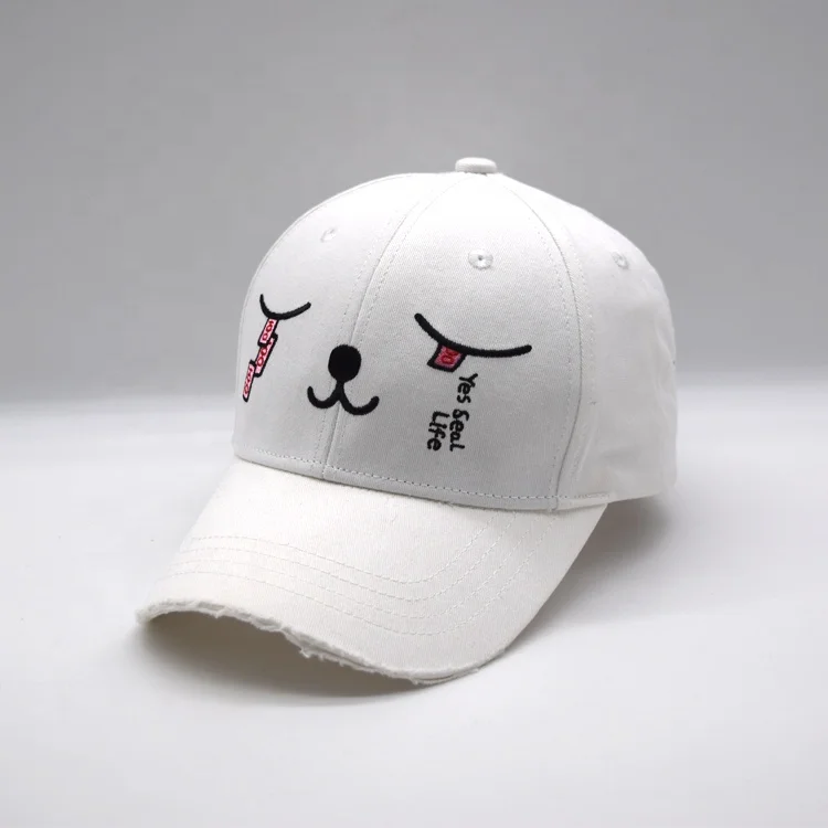 Design embroidery cute baseball cap hat brim grinding sports cap customized hat brim burrs baseball cap