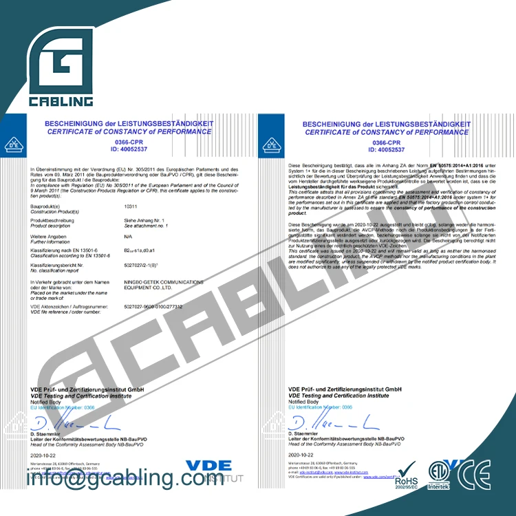 Gcabling elevator travelling cable cat6 foil cable 100% cooper cat6 cable with certifier