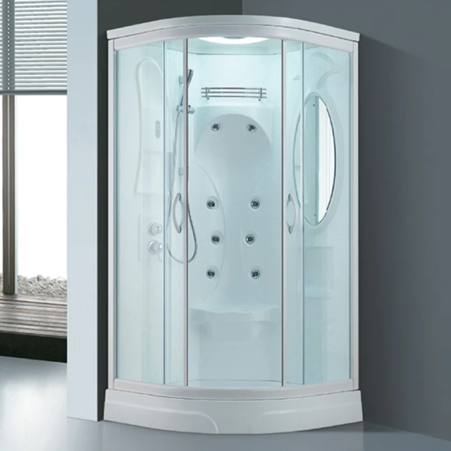 Modern Clear Glass Bathroom Shower Enclosure with Tray Square Aluminum Frame Shower Rooms Stall Kits