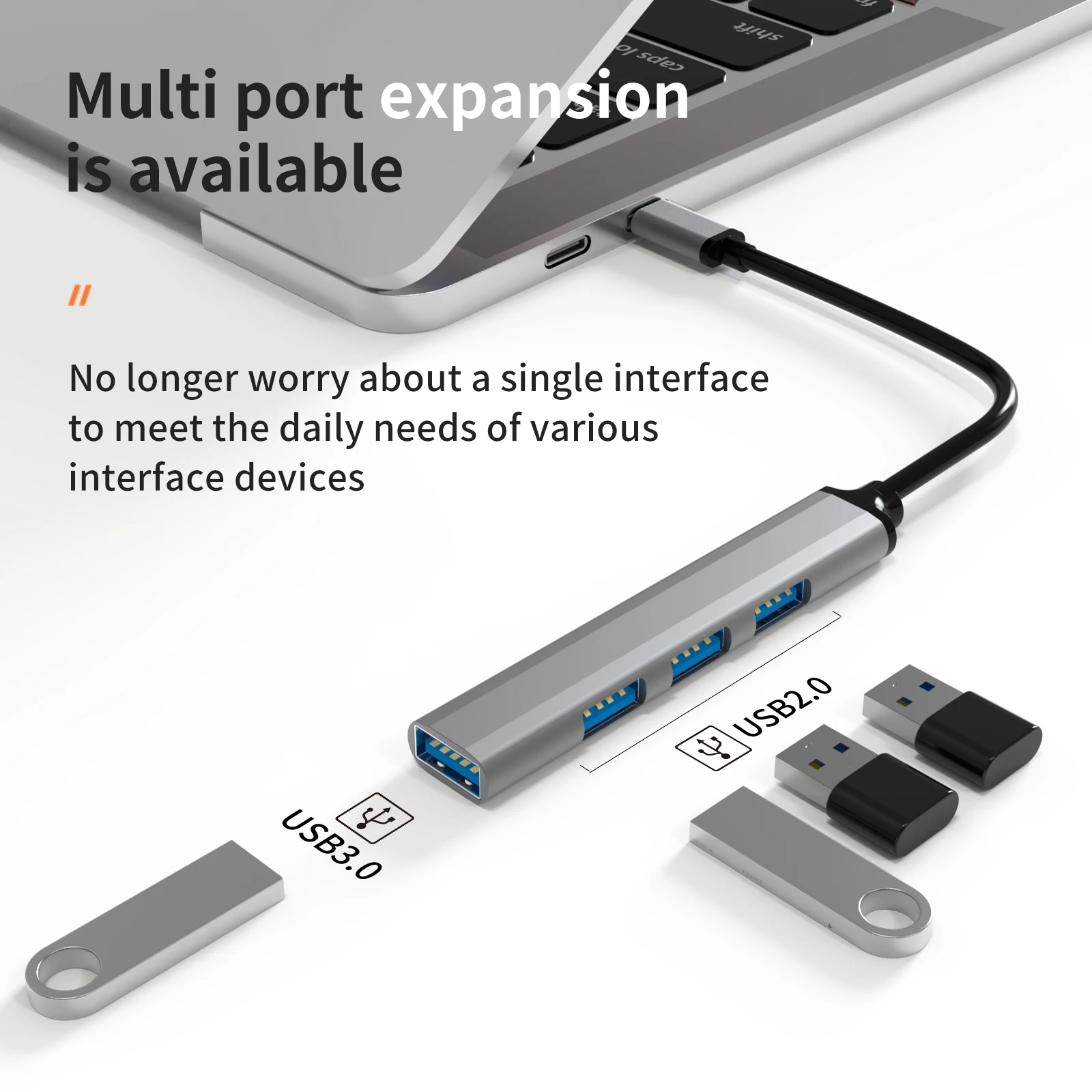 4 In 1 Multi USB 3.0 to 4 Ports USB 3.0 Aluminum Alloy Type c HUB Adapter for Computer Transfer Data USB HUB adapter