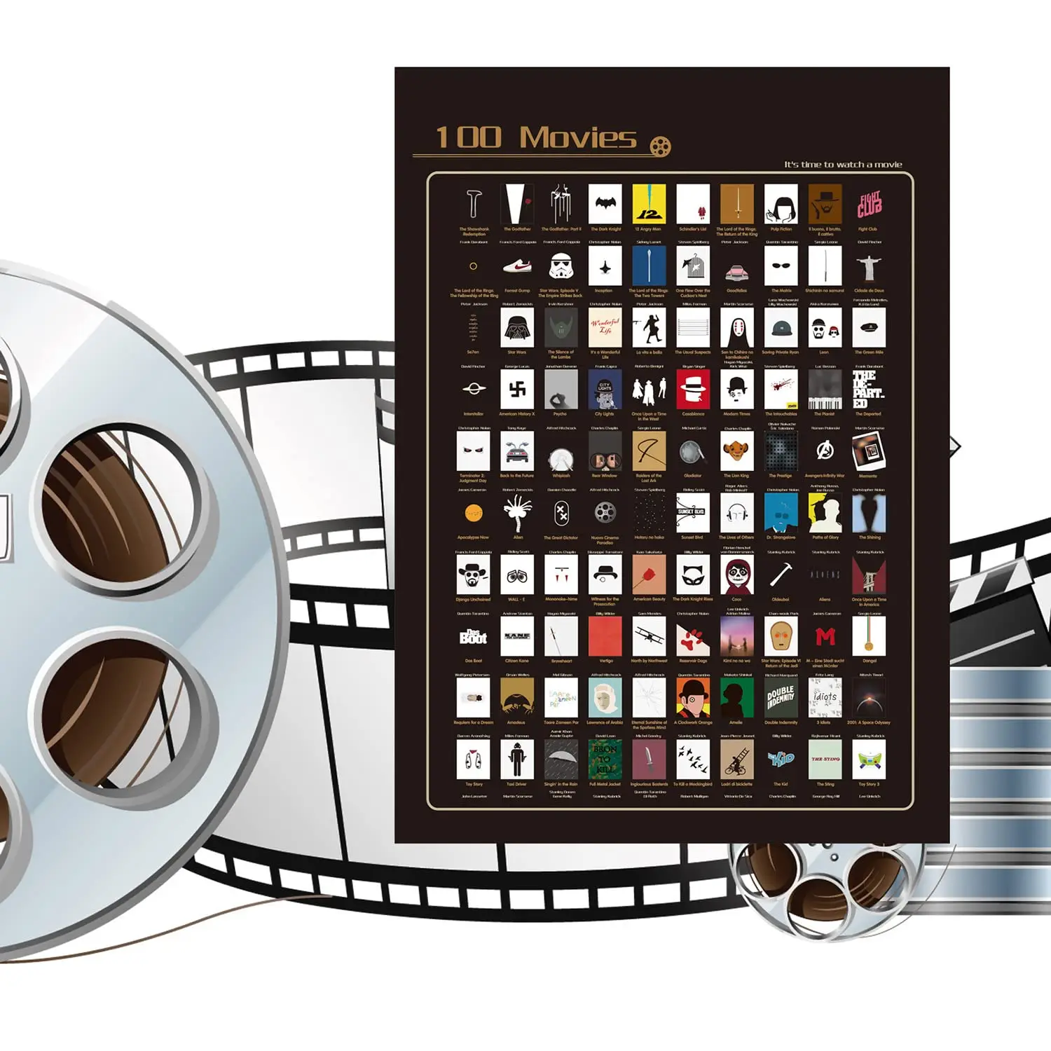 100 Movies Scratch Off Poster Top Movie Bucket List Poster Movie Scratch Off Poster With Easy Off Foil