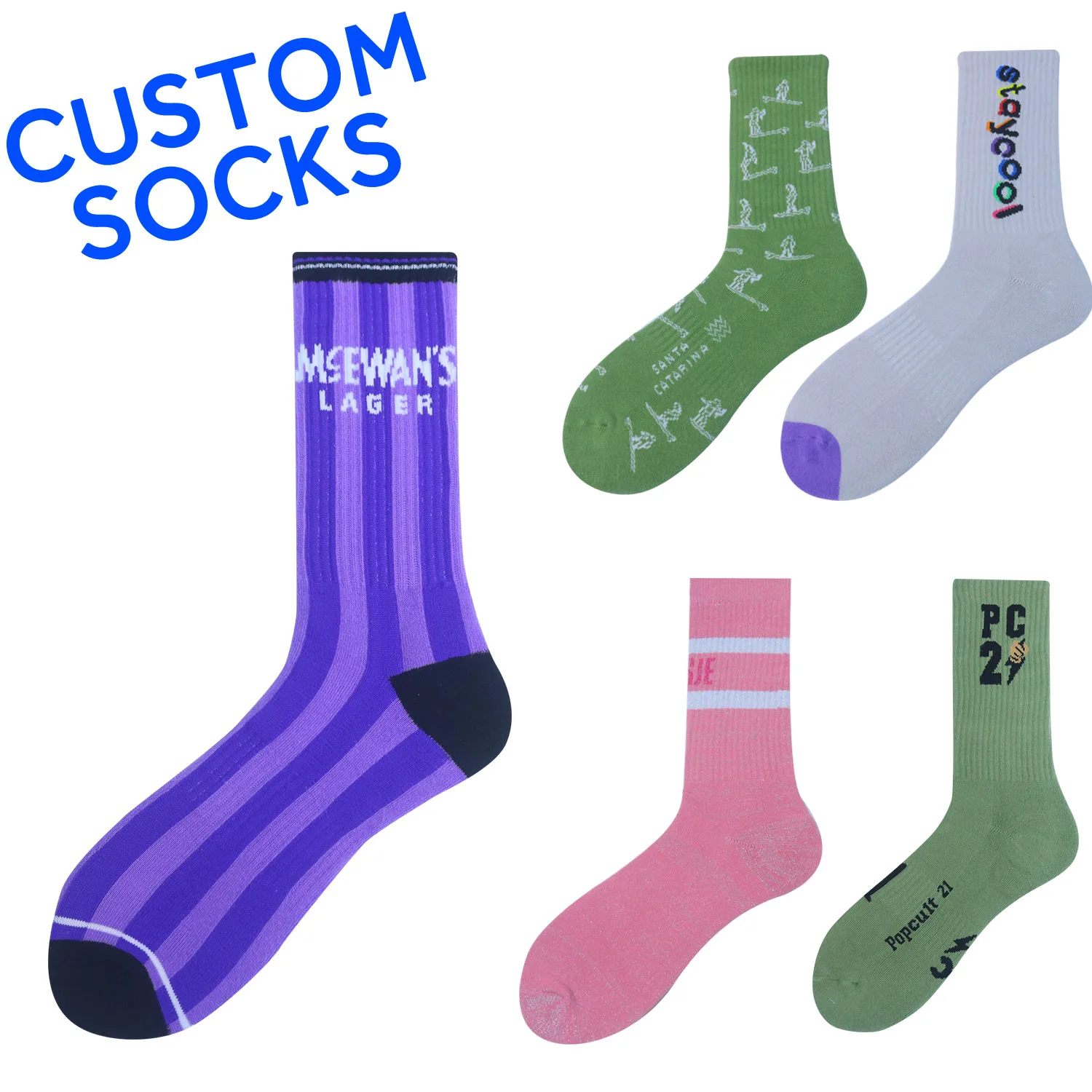 New Style Sports Teen Tube Socks Fancy Letters Terry manufacturers custom men basketball sports socks embroidery logo socks