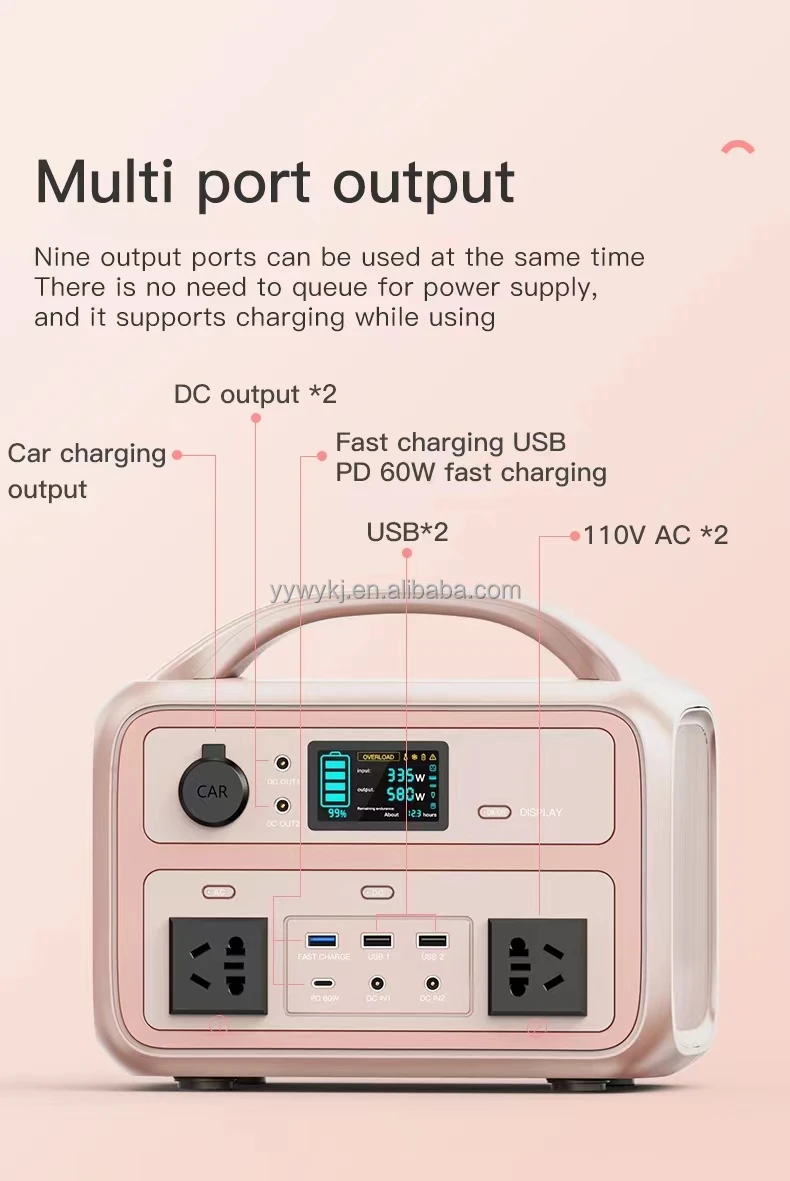 New Arrival Power Supply 600W Lithium Ion Energy System Charging Solar Generator Portable Rechargeable Power Station For Laptop