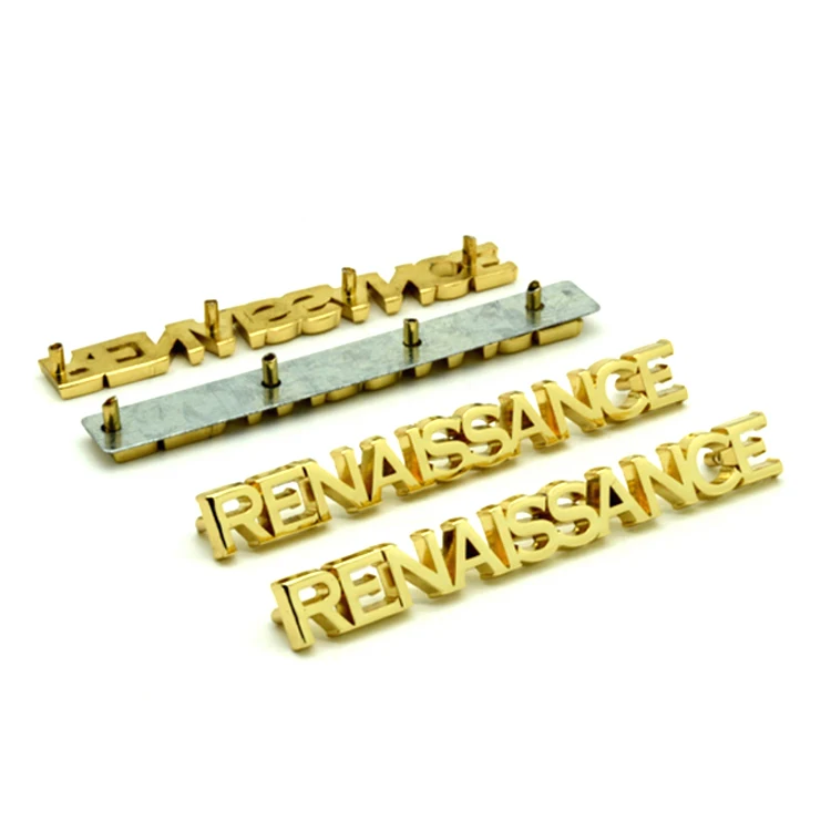 High quality garment accessories metal logo label customized gold metal logo