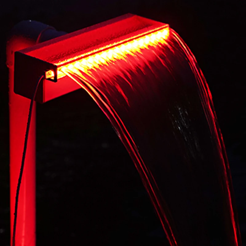 RGB LED Outdoor Garden Ornaments Wall-mounted Swimming Pool Fountain Waterfall Feature