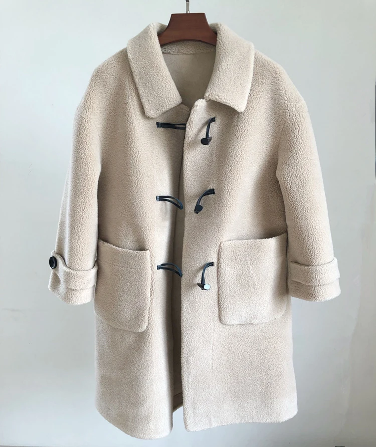
Women Genuine Long Shearling Sheep Fur Jacket with Chammy Lining Lamb Fur Coat Winter 