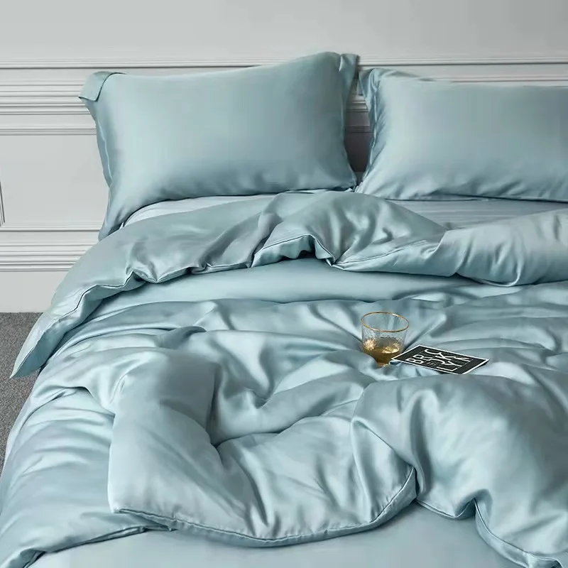 4 PC Duvet Cover Set Bamboo Eco Friendly Wrinkle Free Sheets Machine Washable Silky Soft Hotel Bedding Set