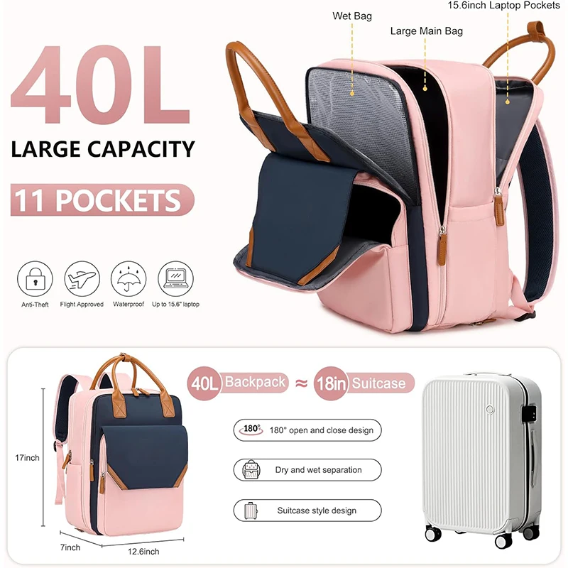 Separate shoe compartment wet bag convenient USB port comfortable breathable laptop backpack for women men.