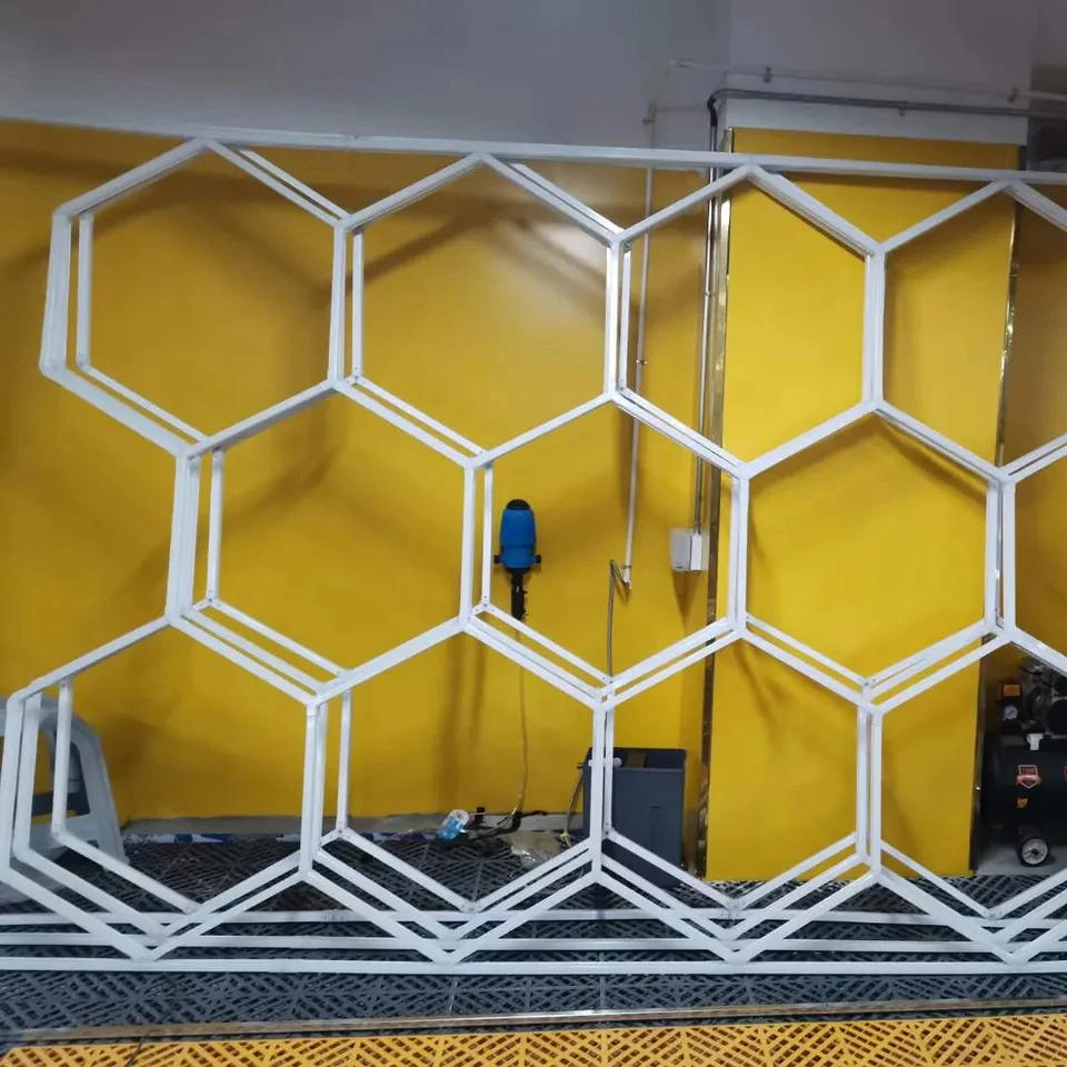 Hexagonal Led Lights Commercial Honeycomb Auto Detailing Light 6500K Hex Grid Lighting for Garage Ceiling Design