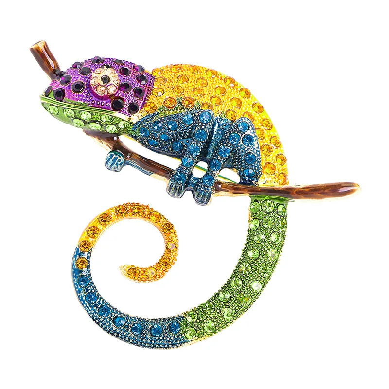 Luxury Lizard Chameleon Animal Brooch Pins Clothing Accessories Corsages Scarf Clip Fashion Brooches for Mens Womens Suits