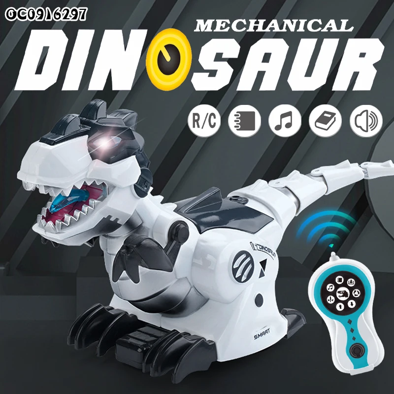 Mechanical Rc Remote Control T-rex Dinosaur Toy With Lights and Music for Kids