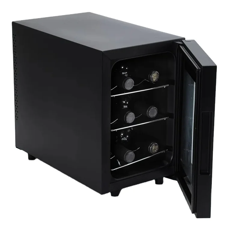 China Supply 13l 6 Bottles Wine SPCC ABS Tempered Glass Temperature Adjustment Application For Home Apartment Bar Wine Cabinet