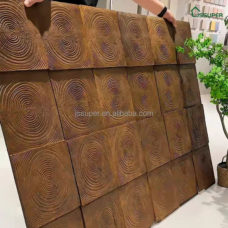 1200*300mm Big Size Wooden looks Polyurethane 3D PU Indoor And Outdoor Artificial Stone Panel