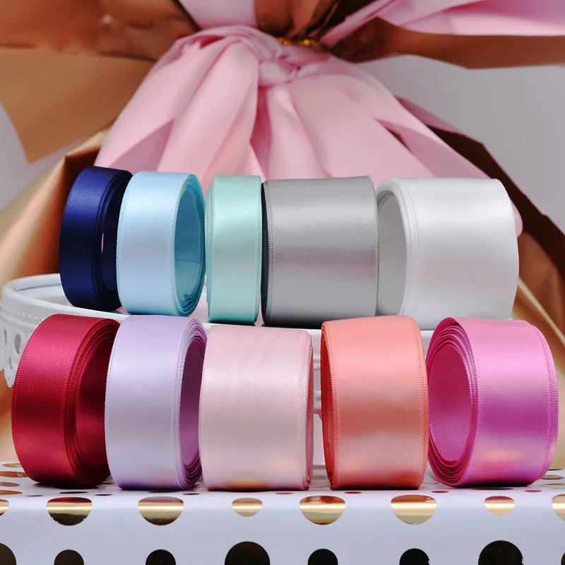 Custom 196 color single double faced satin ribbon for wedding decoration gift ribbon wrap
