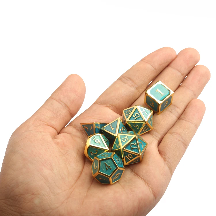 
dungeons and dragons 7pc polyhedral custom dice metal set 