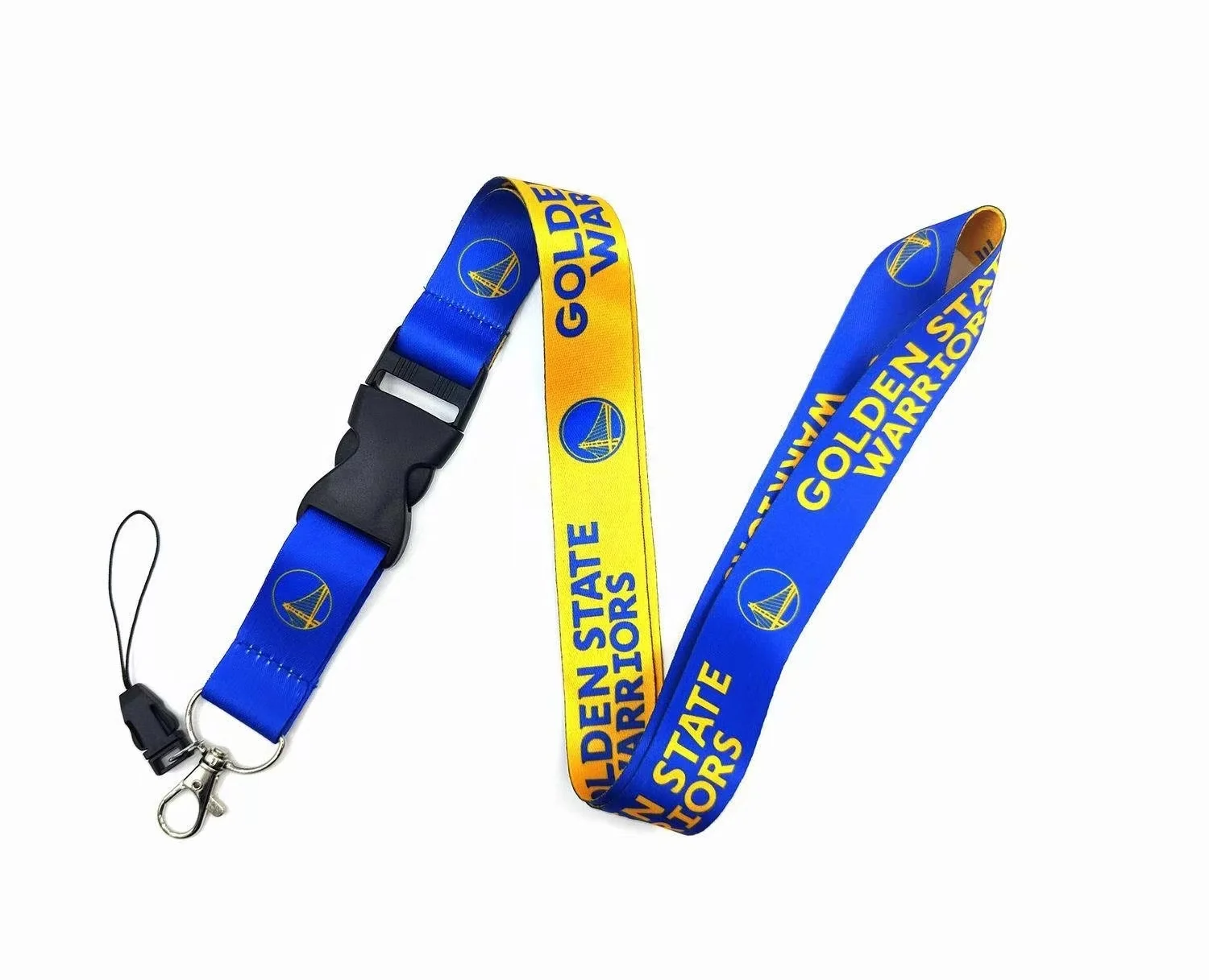 Wholesale US NBA Basketball Club Thermal Gradient Long Lanyard Metal Mobile Work Pass Keychain with Buckle