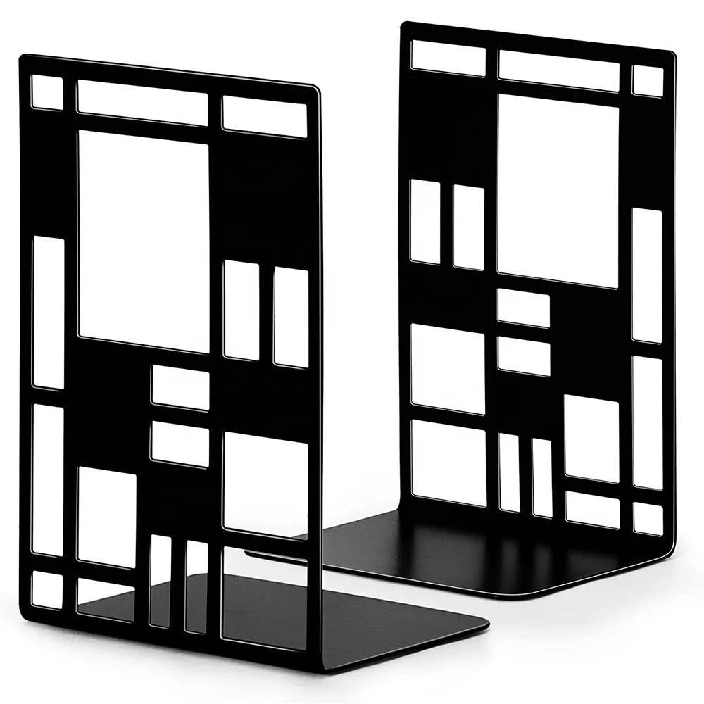 Metal Black Book Stopper Heavy Duty Home Office Library Book Supports Shelf Holder Desktop Book Ends