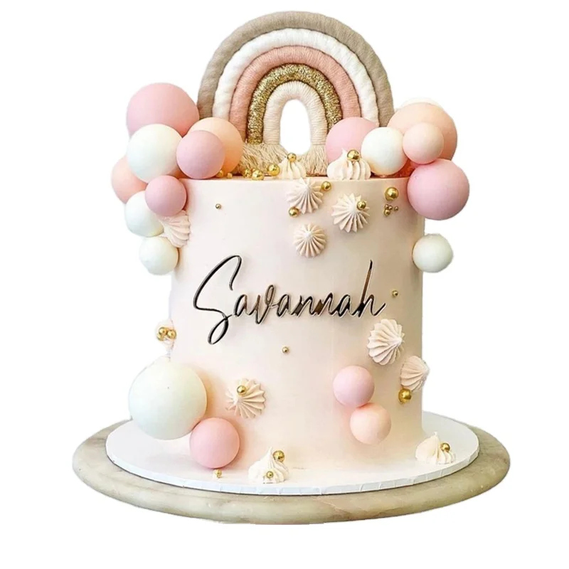 Unique Handmade Woven Rainbow cake toppers Decorative Kids birthday topper decorations