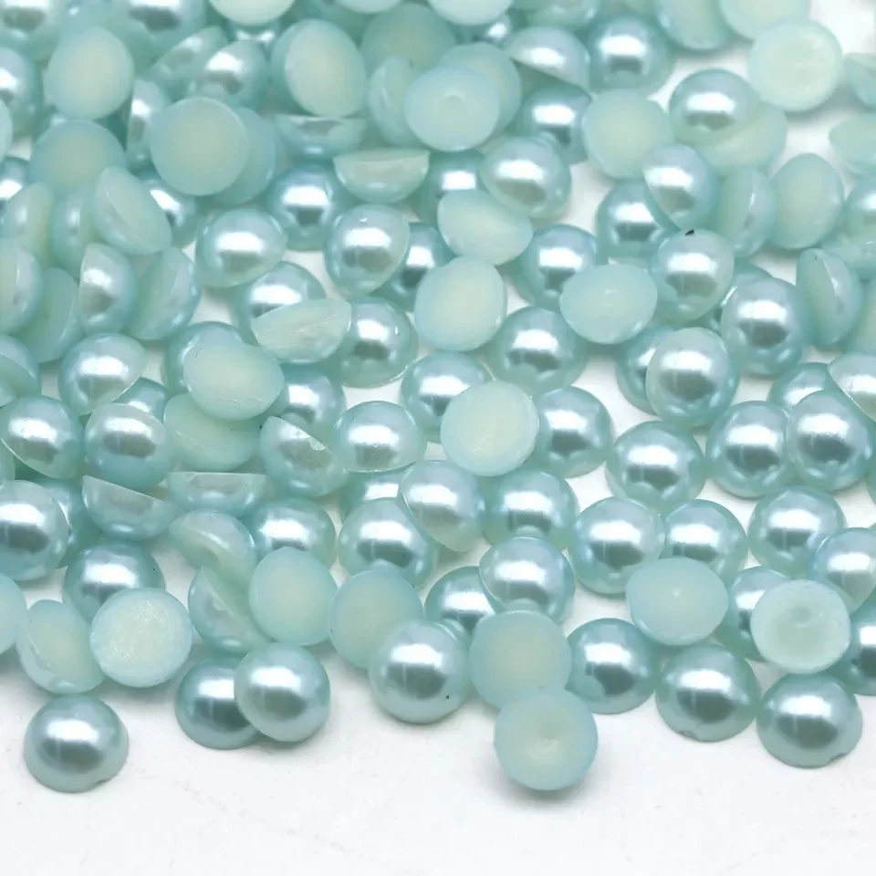 Wholesale Green Half Pearls ABS Beads Half Pearls In Bulk Flatback Beads For Garment