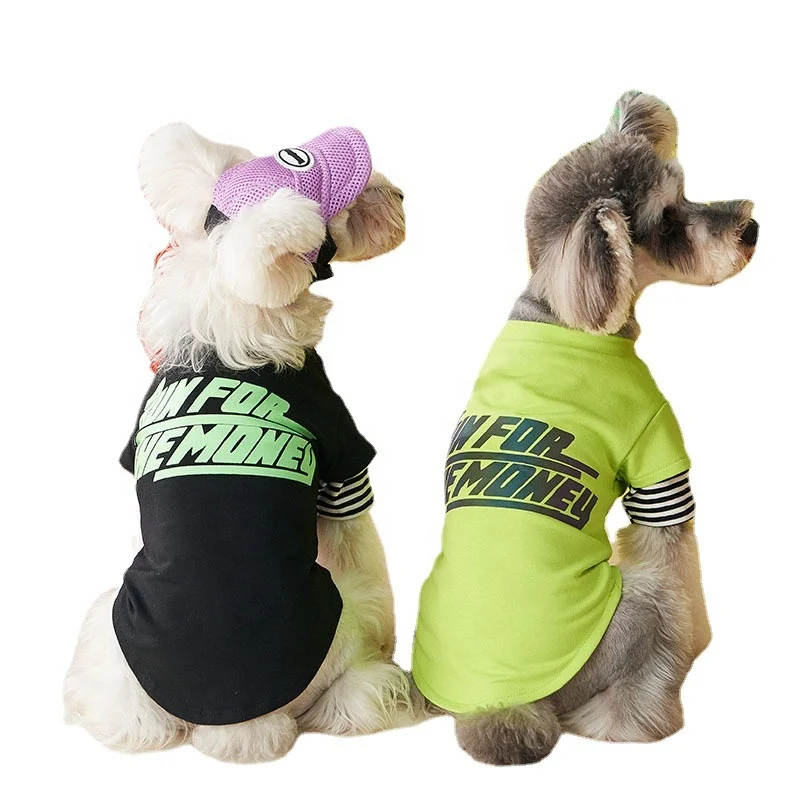 Dog summer thin T-shirt pet fashion stitching short-sleeved shirt pullover cool and soft clothing wholesale