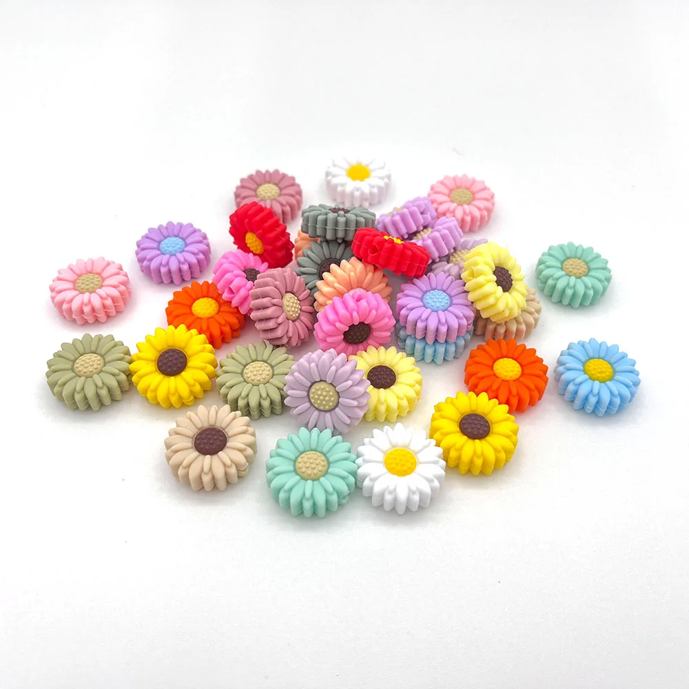 Wholesale Eco Friendly Soft Sunflower Focal Silicone Beads Other Loose Silicone Baby Beads For Chewing Toy Gift Nursing Necklace