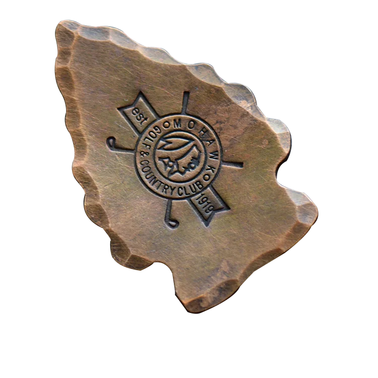 Manufacturer Golf ball marker Hammered Edge Ball Markers Custom Logo Design Die Stamp ball marker