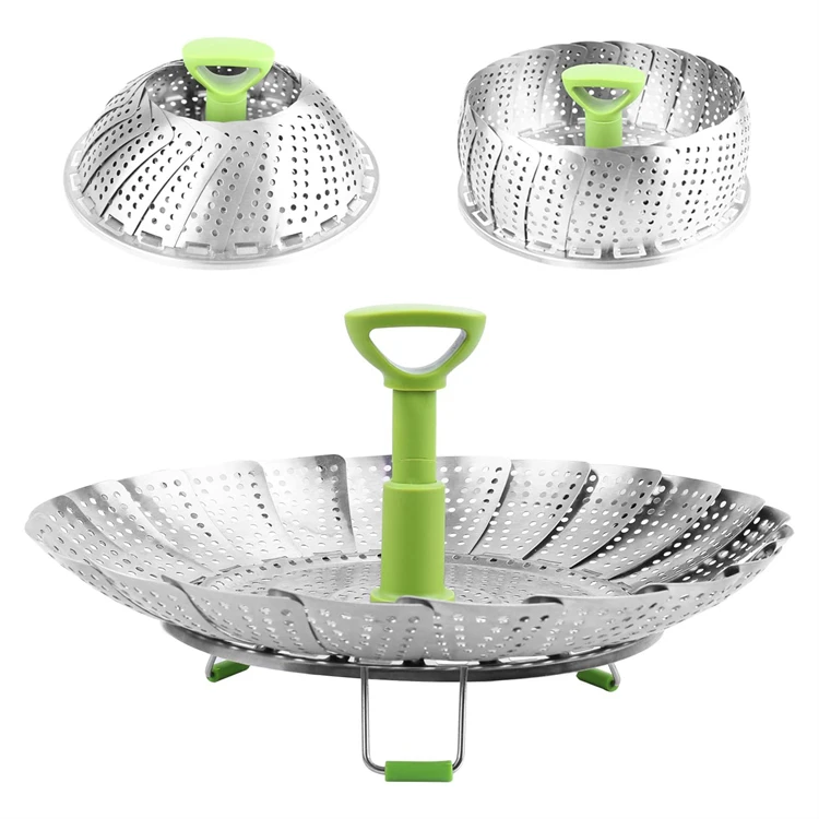 Stainless Steel Steamer Basket Folding Steamer Insert for Veggie Fish Seafood Cooking Expandable to Fit Various Size Pot