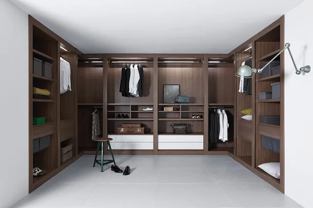 built-in wardrobe without door