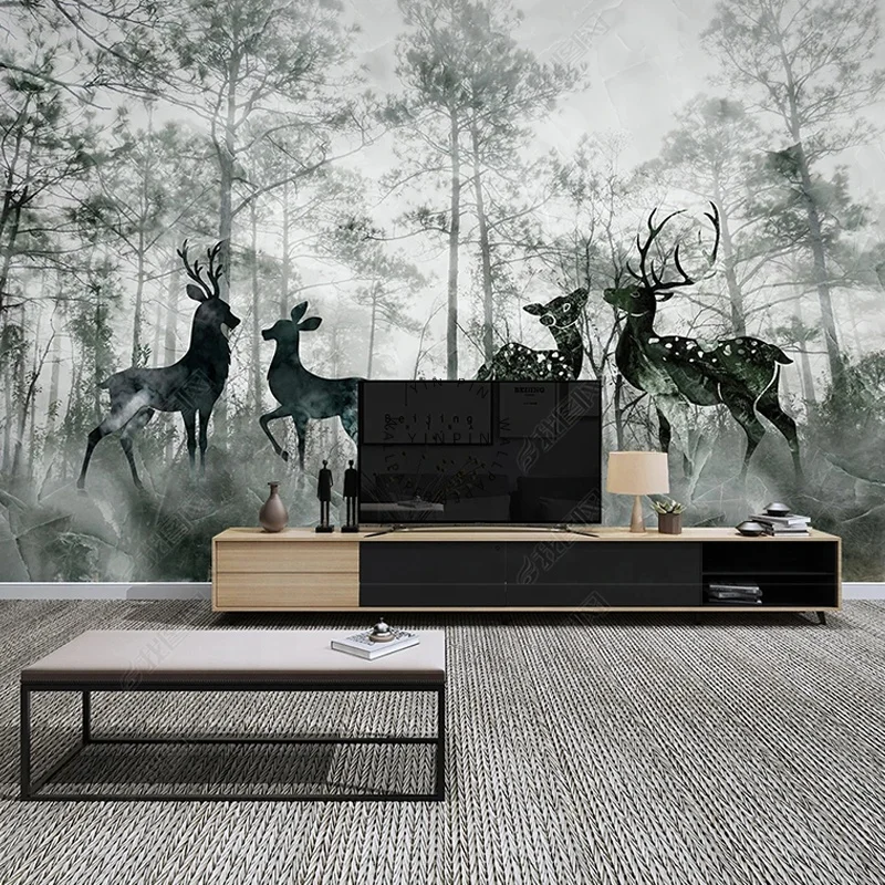 European forests and elk adhesive wall mural wallpaper 3d for living room