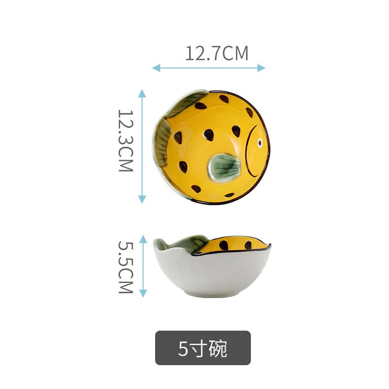 ZC OEM Creative white porcelain bowls Great Cereal Bowls Salad Rice or Pasta Bowls Cartoon style kitchen tableware