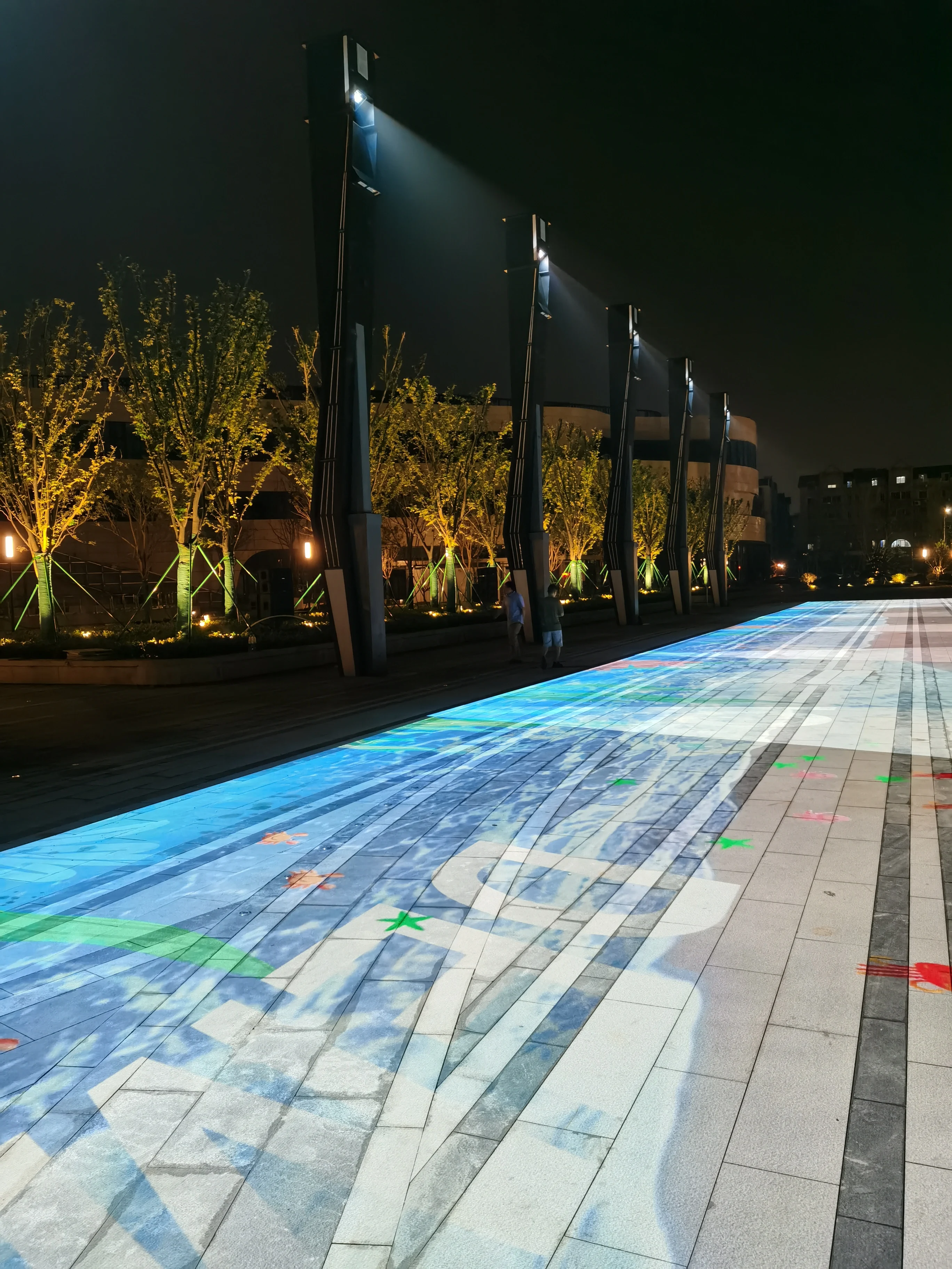 3D mapping with dancing music fountain at people square and outside