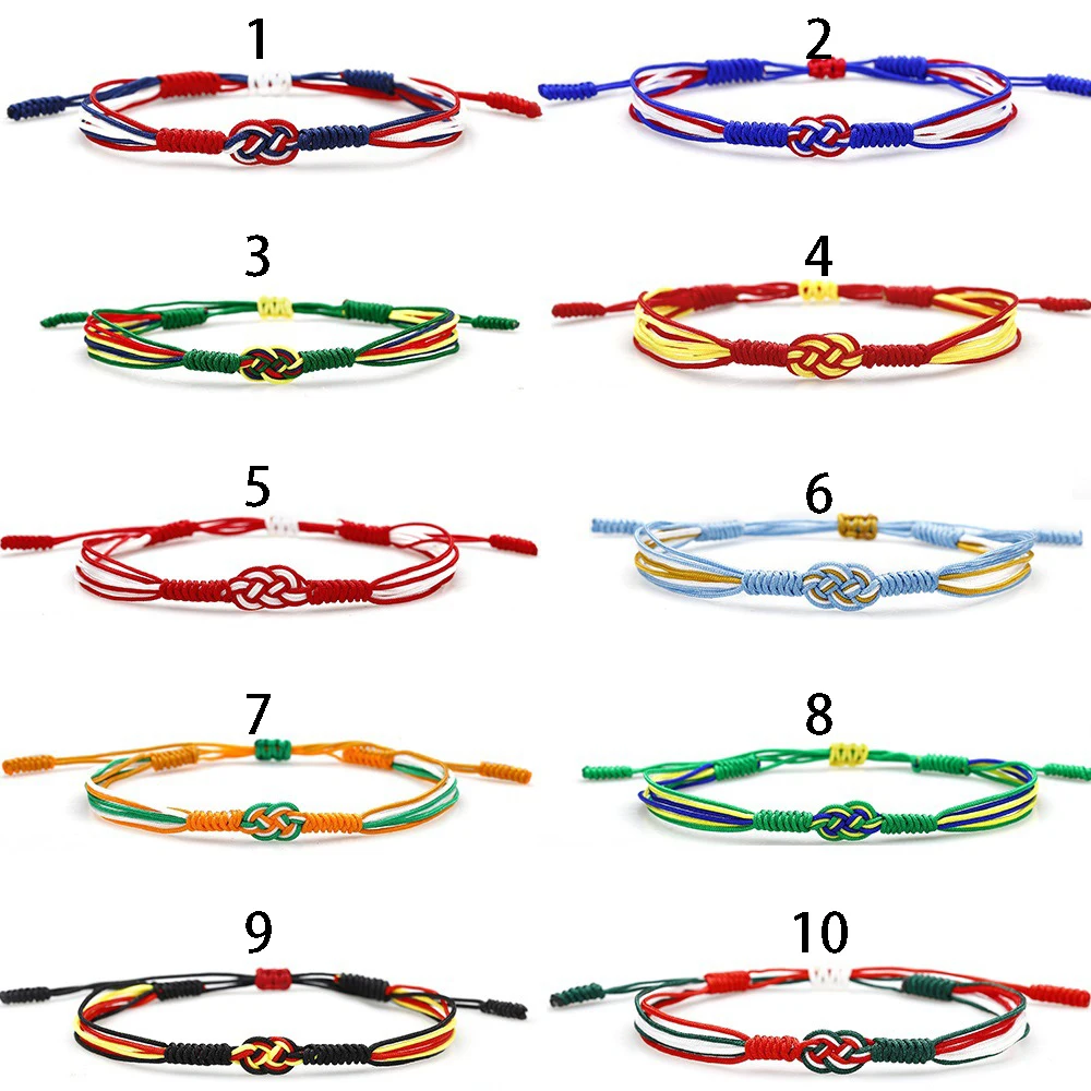 Custom Countries Flag Woven Bracelets American Spain National Flag Tibetan Handmade Braided Tread String Rope Knot Bracelet