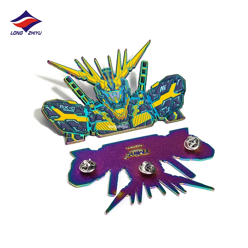 Longzhiyu 17 years metal craft manufacturer custom soft hard enamel pins wholesale anime character metal logo pins lapel