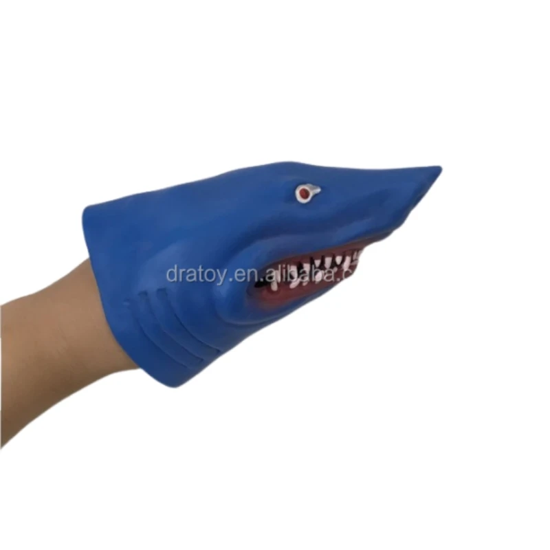 Hot Selling Cheap Rubber Stretch Dinosaur Hand Puppets Tpr High Quality New Realistic Shark Animal Hand Puppet Toys