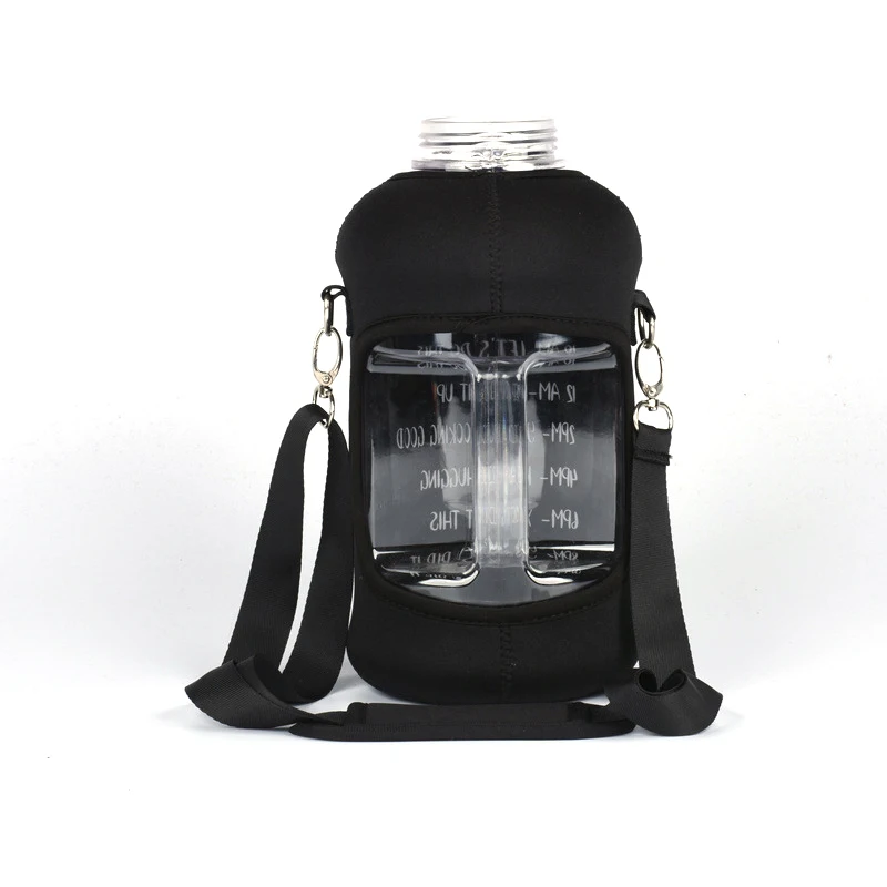 Large Reusable Neoprene Gallon 64oz Sport Water Bottle Insulated Cooler Sleeve With Shoulder Strap