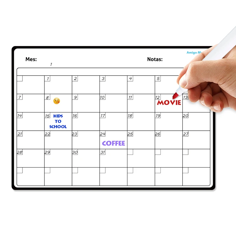 Factory Direct Supply Fridge Hot Sales Customized Dry Erase Magnetic Whiteboard Weekly Calendar Planner Whiteboard Magnet