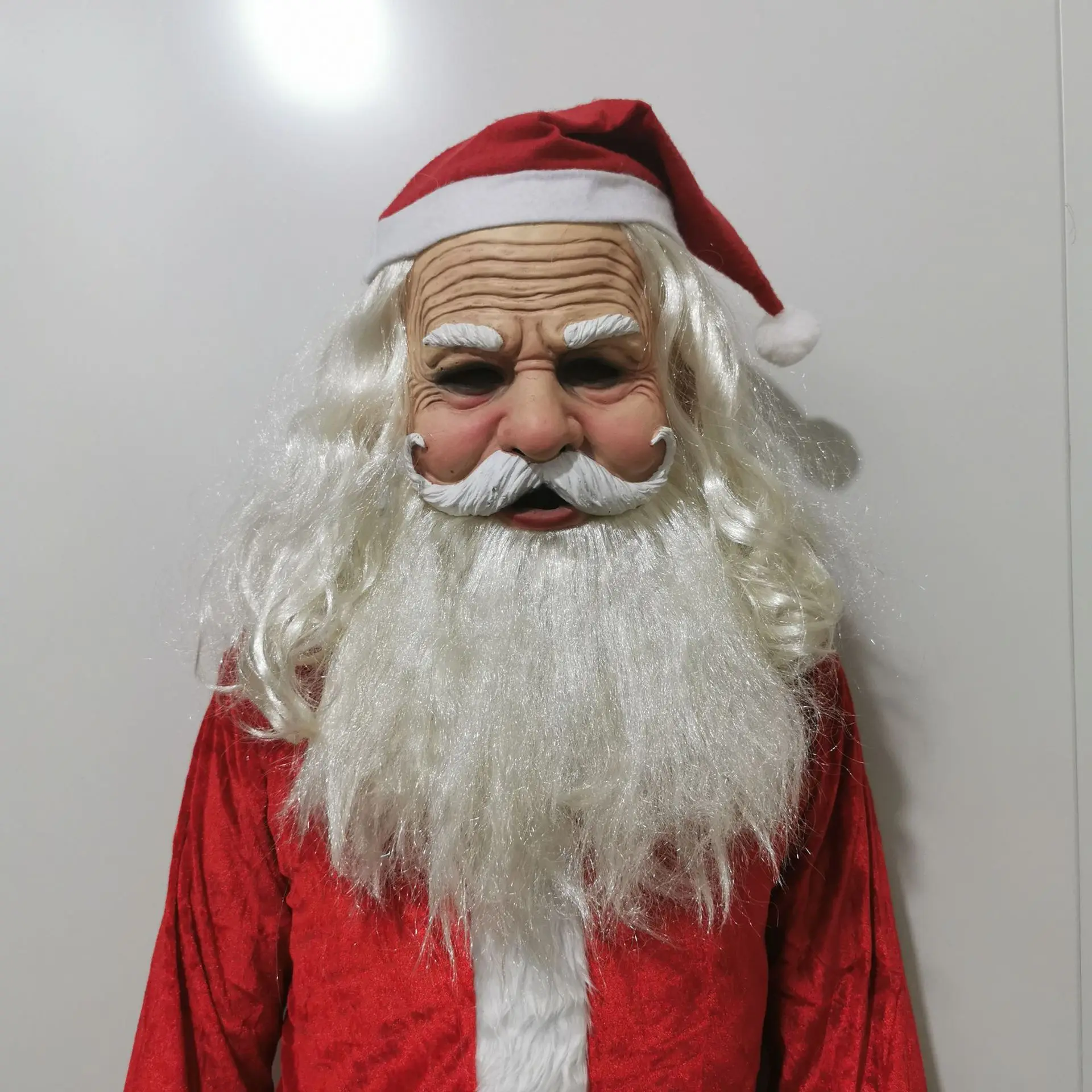 Halloween Mask White-haired Old Women Man Horrific Human Funny Creepy Scary Full Head Latex Realistic Mask