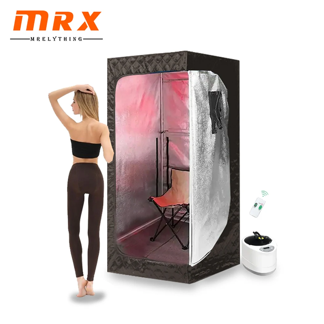 MRX square pop up portable infrared  folding single sauna room mobile tent and hammam cabin portable stove steamer box sauna