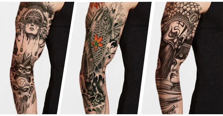Free Quality Temporary Fake Skin Tattoo Sticker Washable Critica temporary Tattoo Arm Rest Tato Lengan Tangan Full For Man