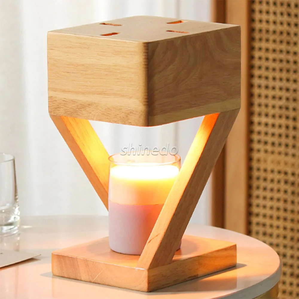 Dimmable Solid Wood Candle Warmer Lamp Wax Melt Lamps for Scented Candles for Desk Table Bedroom Night Lights