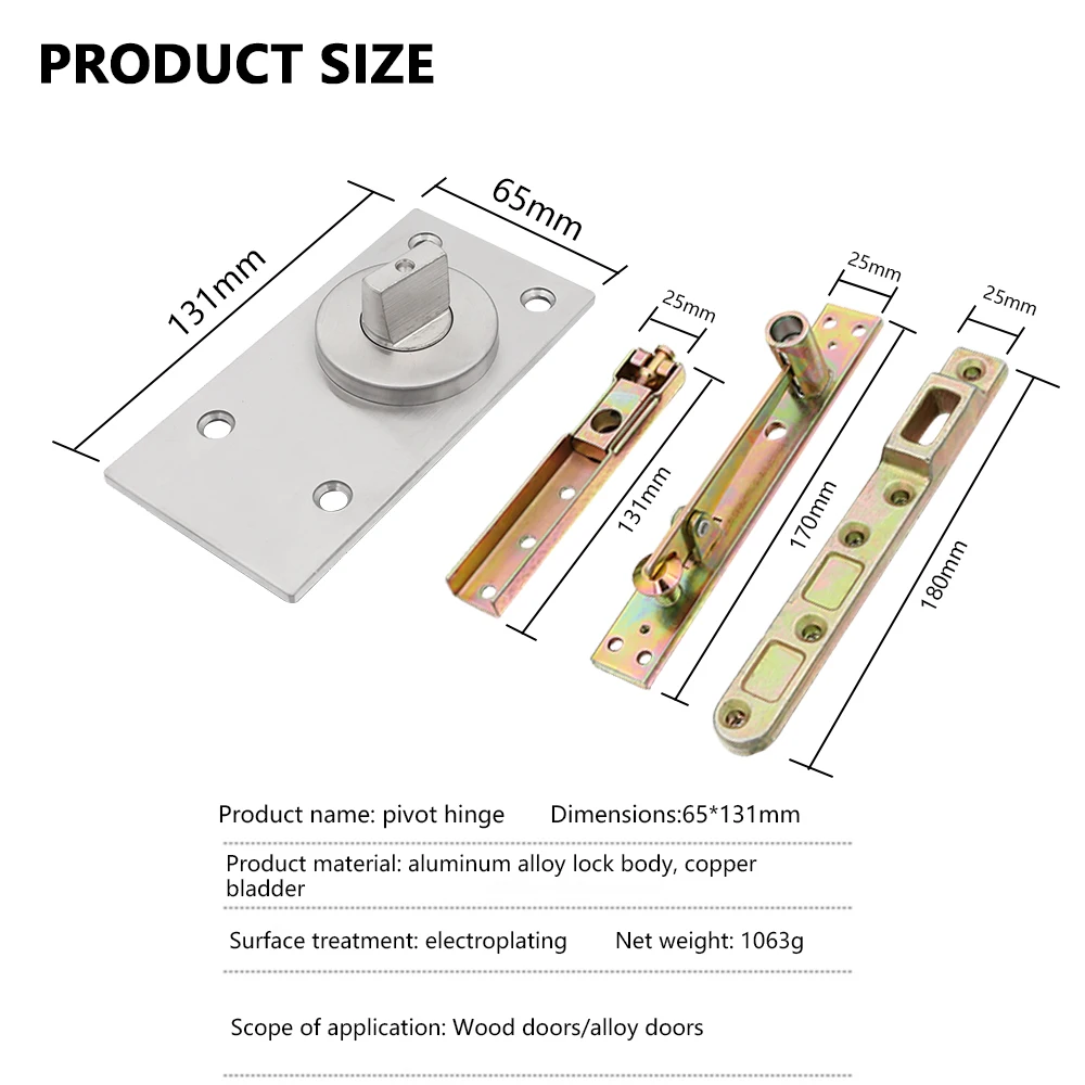 Door Pivot Hinges 180 Degree Shaft 201 304 Stainless Steel Pivot Hinge System Heavy Duty Hinges for Wooden Doors