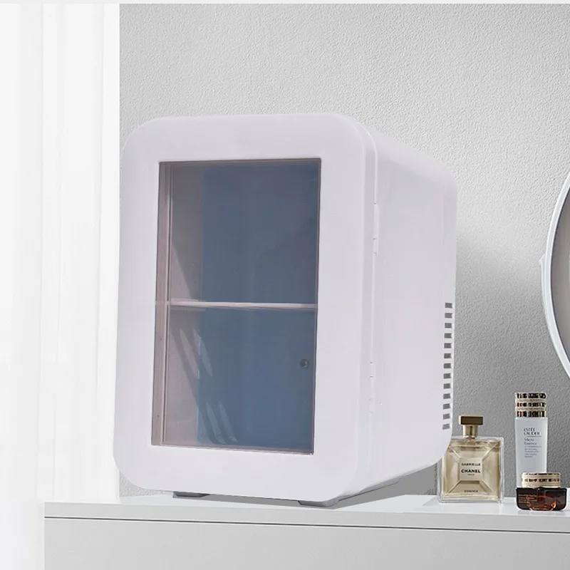 4L/6 Cans AC/DC Skincare Fridge Portable Cooler and Warmer Small Refigerador Transparent Door for Bedroom Beauty