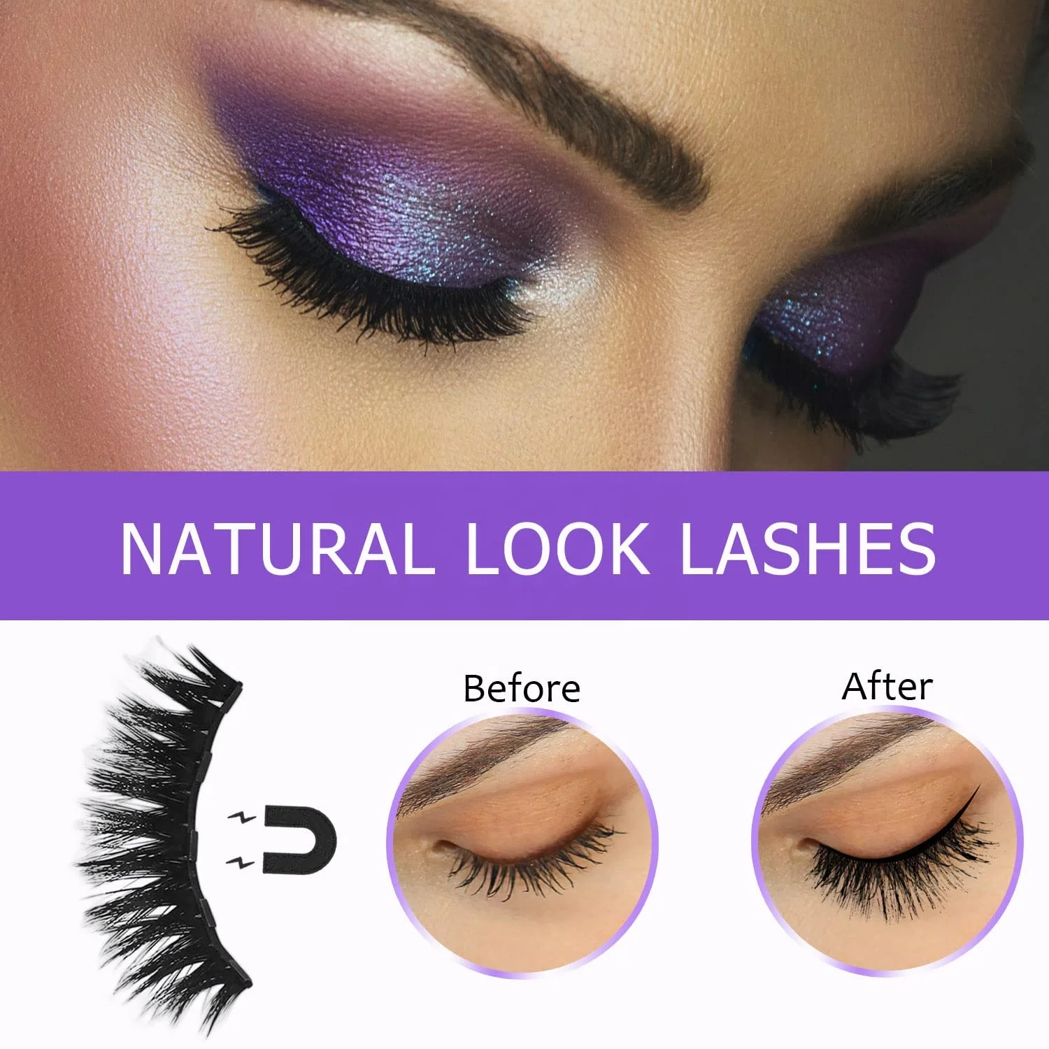 AILAISHI Wholesale 3D Magnetic False Eyelashes 5 Magnet Faux Mink Magnetic Eyelashes With Eyeliner Private Label  OEM