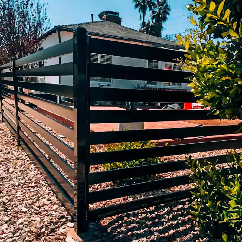 Horizontal Privacy Metal Slat Fence Panels Black Aluminum Fence