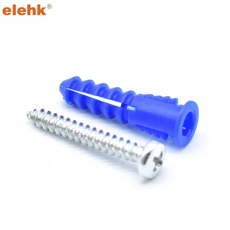 100 Piece Expansion ribbed Anchors with Screws Assortment Set #10 x 1-1/2 in Ribbed Plastic anchor kits Wall Anchors and Screws