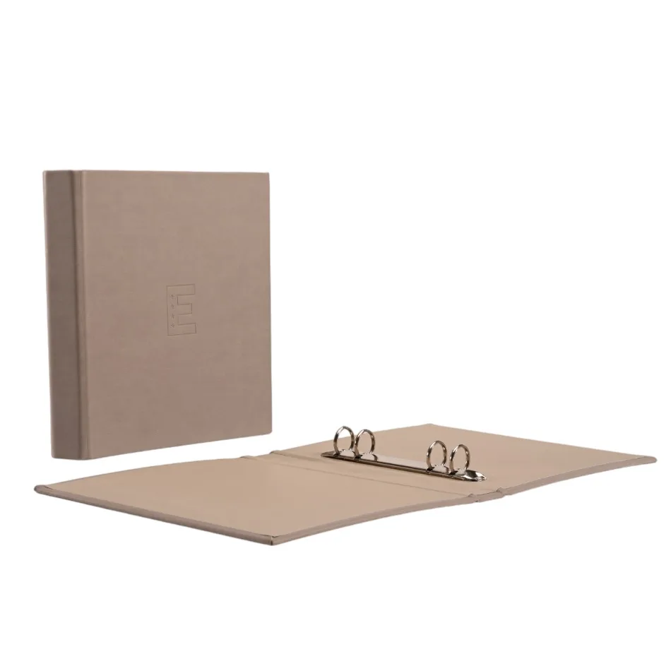Customized logo PU leather cover binder 4 ring metal clips file a6 luxury binders